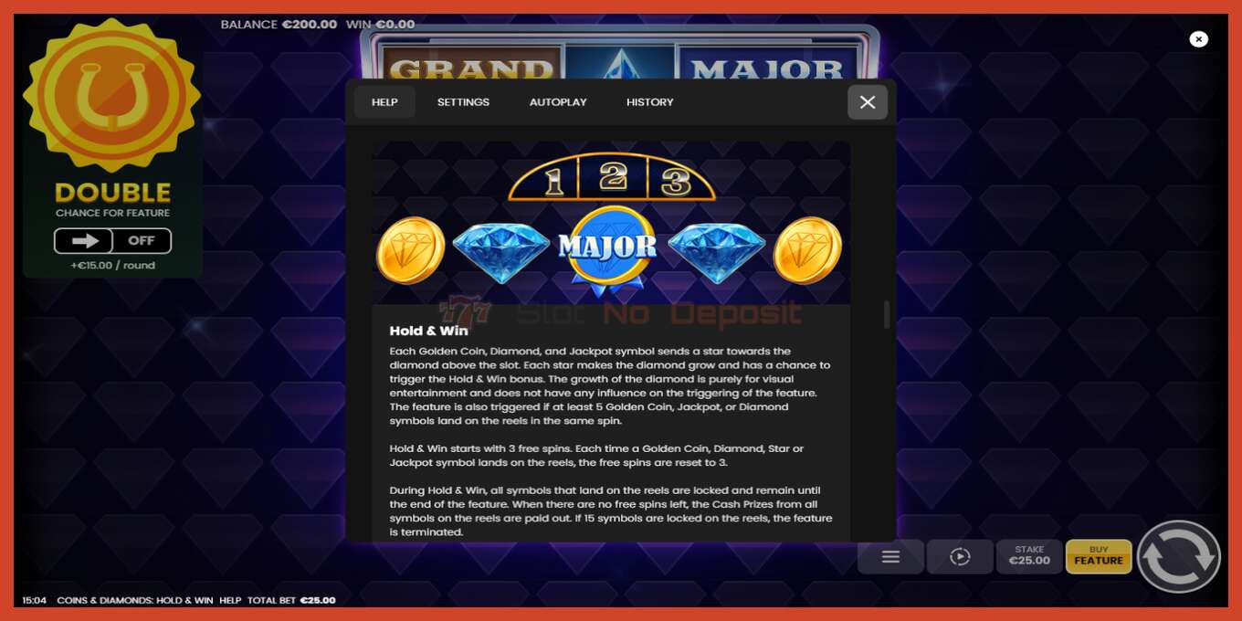 Slot screenshot: Coins & Diamonds: Hold and Win no deposit, number - 6