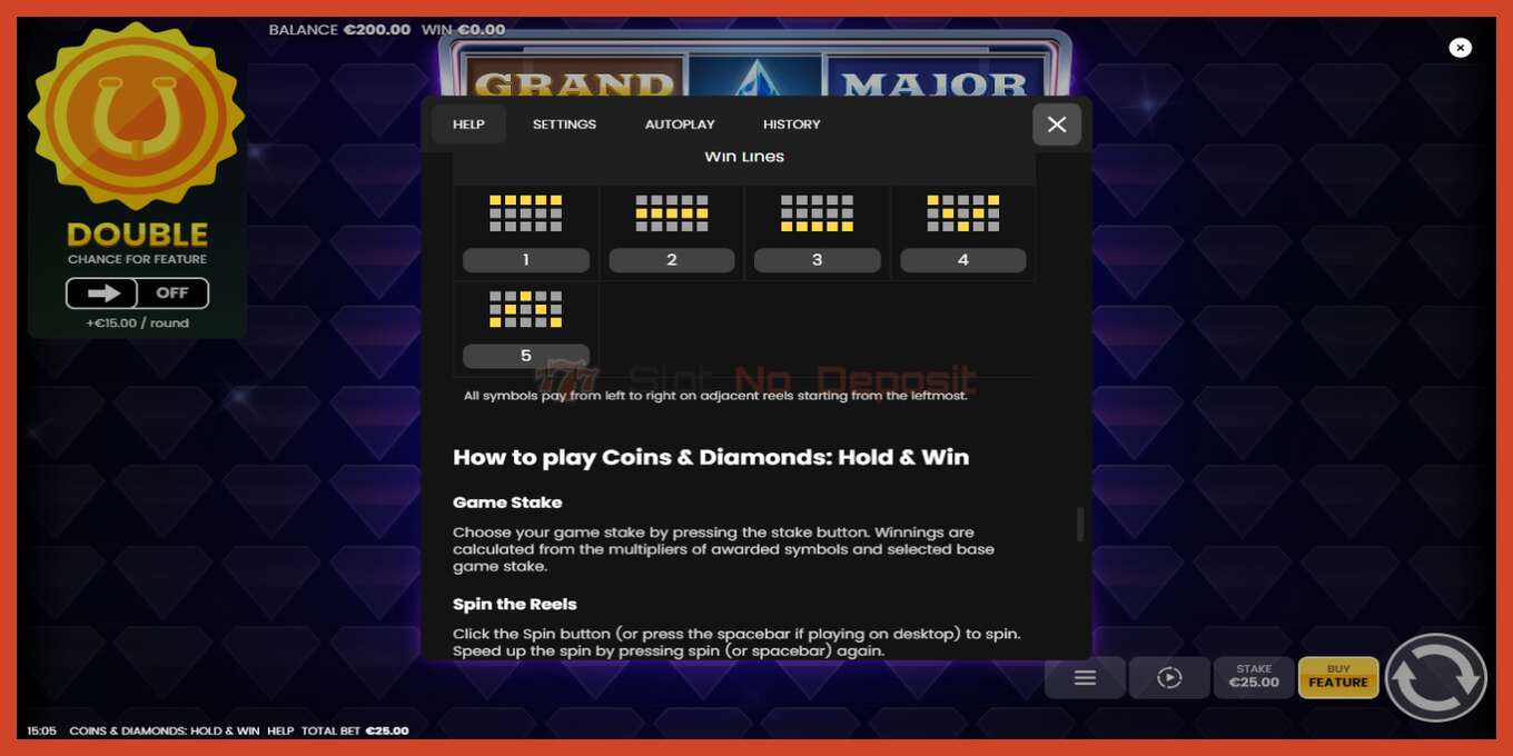 Slot screenshot: Coins & Diamonds: Hold and Win no deposit, number - 7