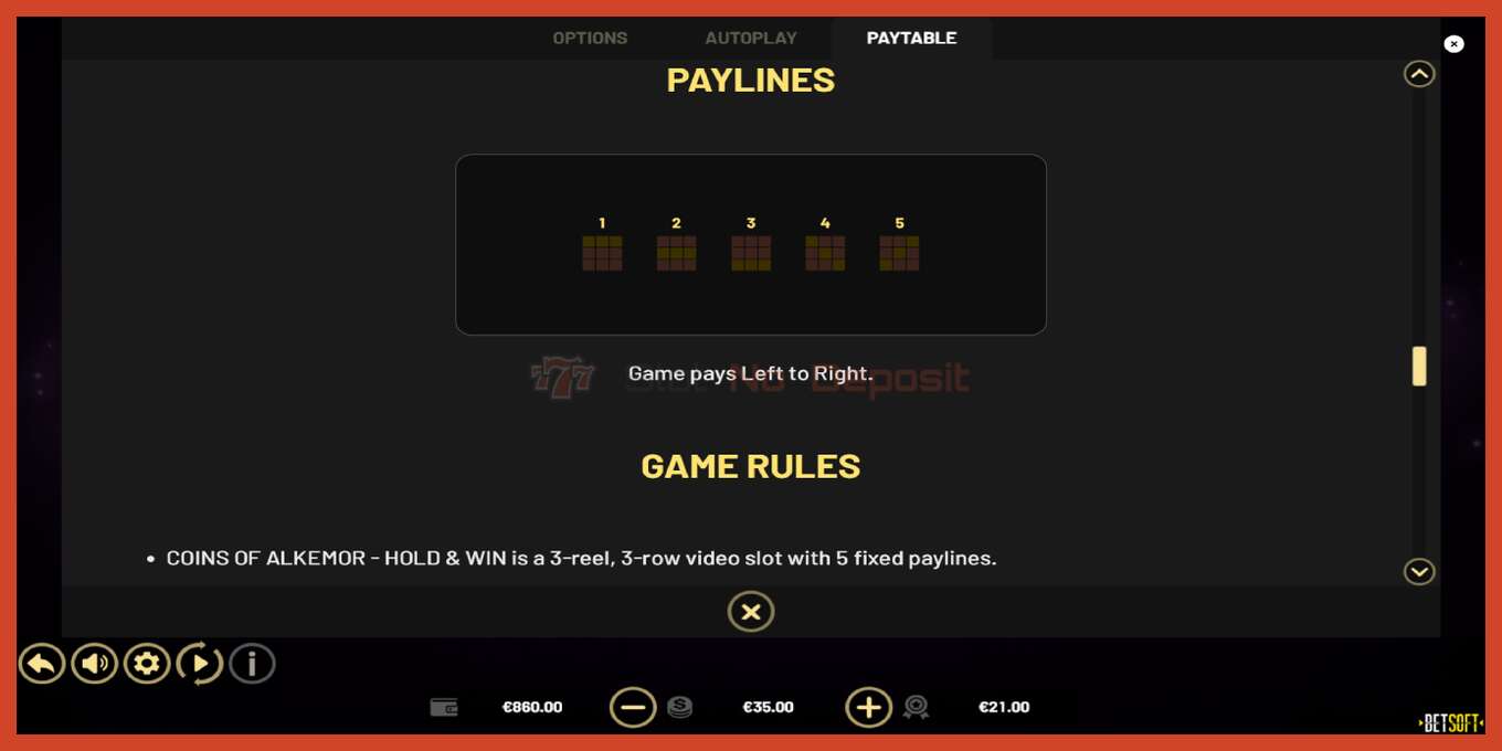 Slot screenshot: Coins of Alkemor no deposit, number - 7