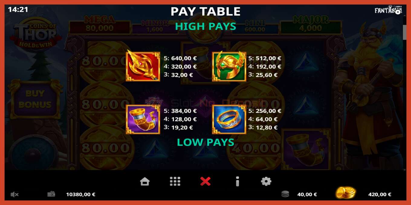 Slot screenshot: Coins of Thor no deposit, number - 5