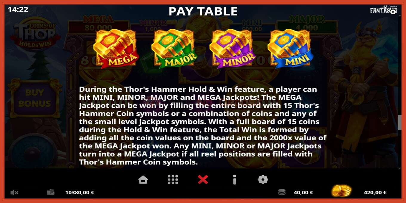 Slot screenshot: Coins of Thor no deposit, number - 6