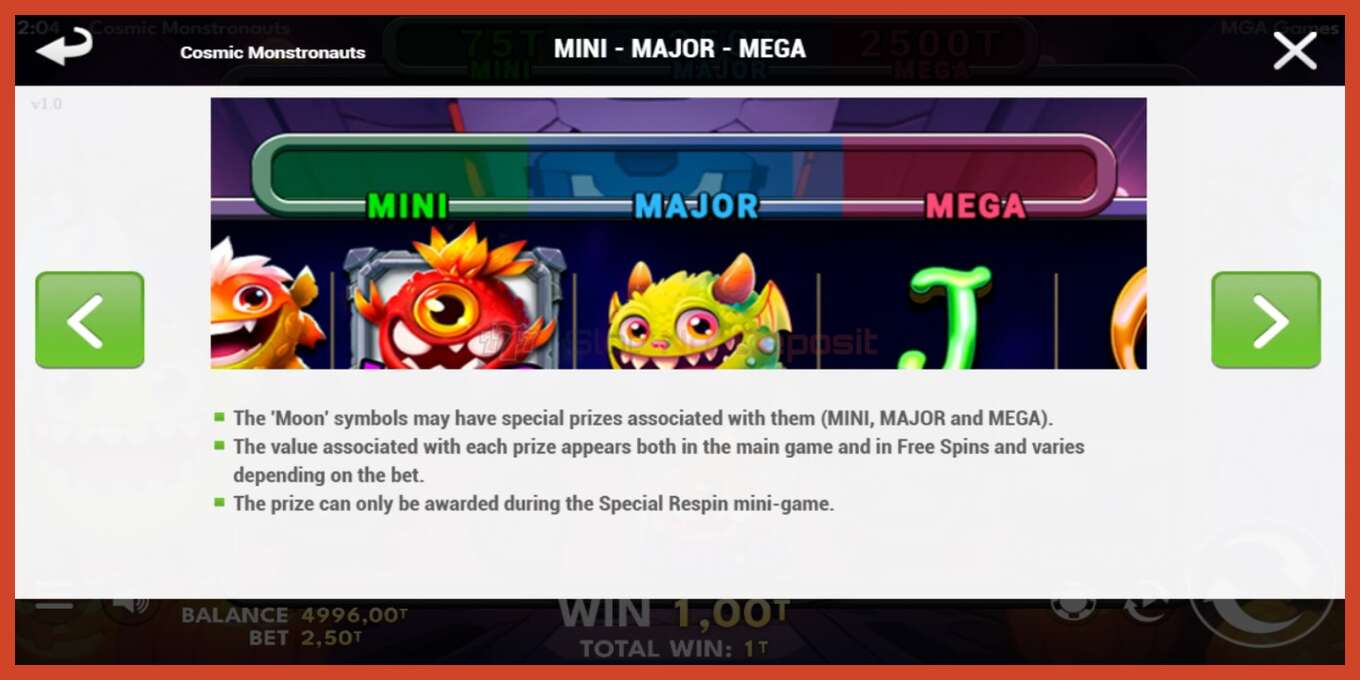 Slot screenshot: Cosmic Monstronauts no deposit, number - 5