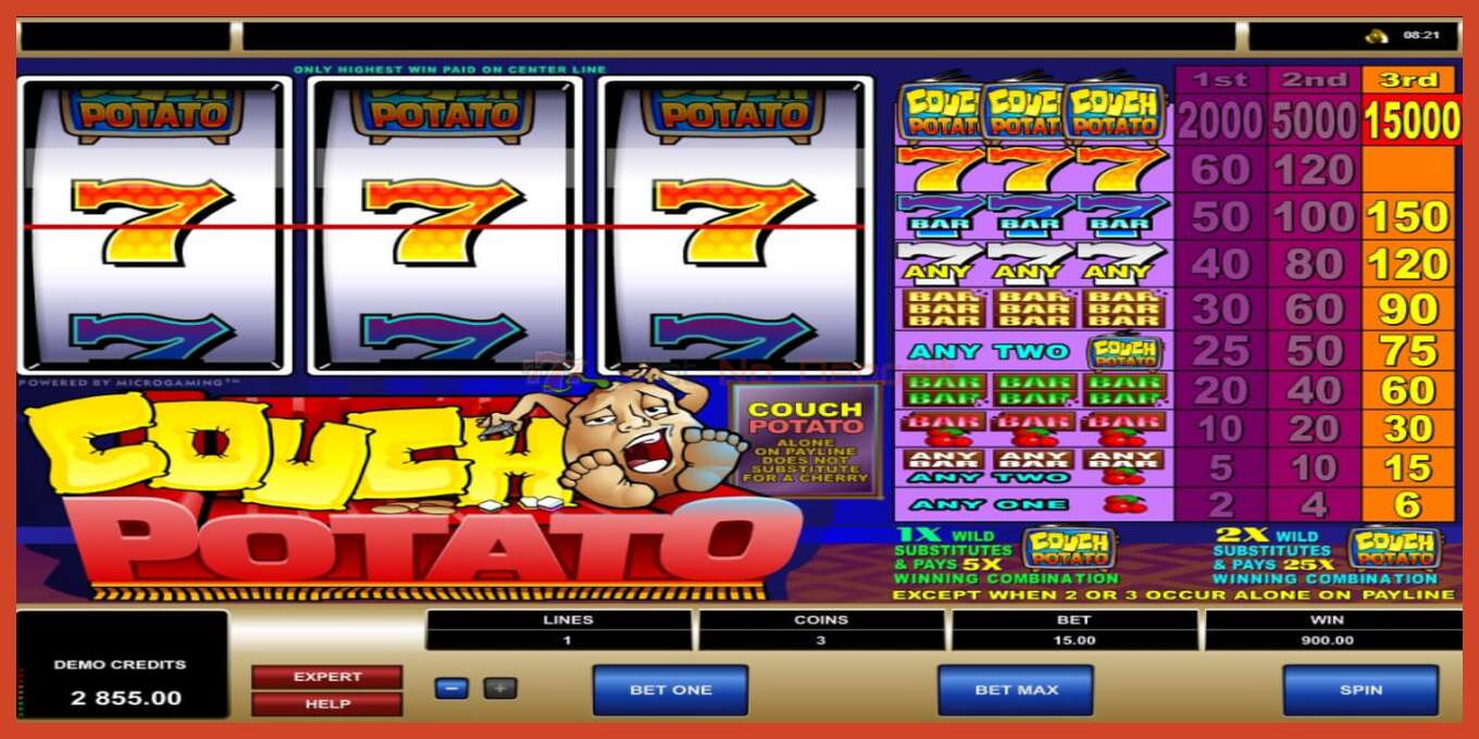 Slot screenshot: Couch Potato no deposit, number - 3