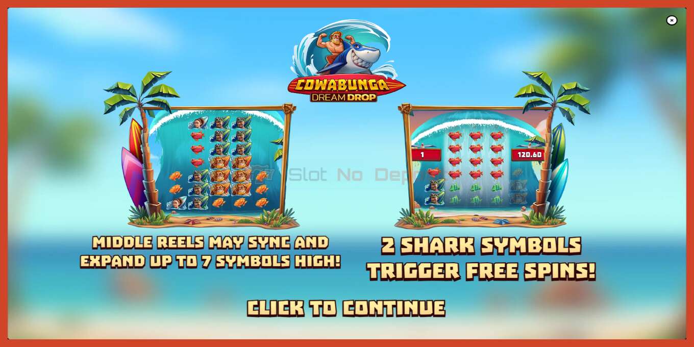 فتحة لقطة الشاشة: Cowabunga Dream Drop لا إيداع, رقم - 1