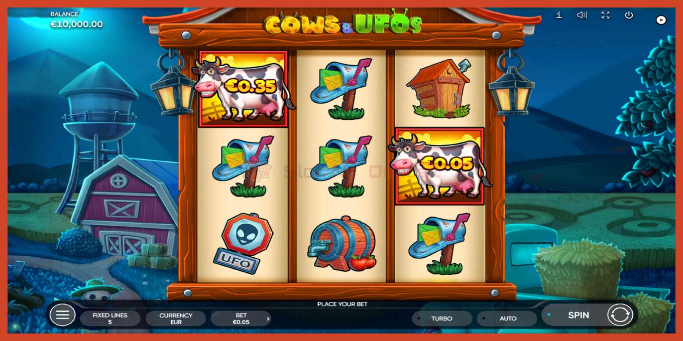 Slot screenshot: Cows & UFOs no deposit, number - 1