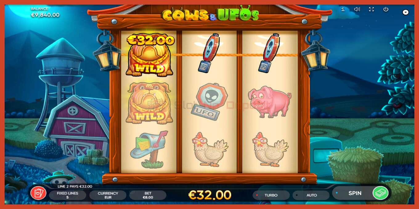 Slot screenshot: Cows & UFOs no deposit, number - 2