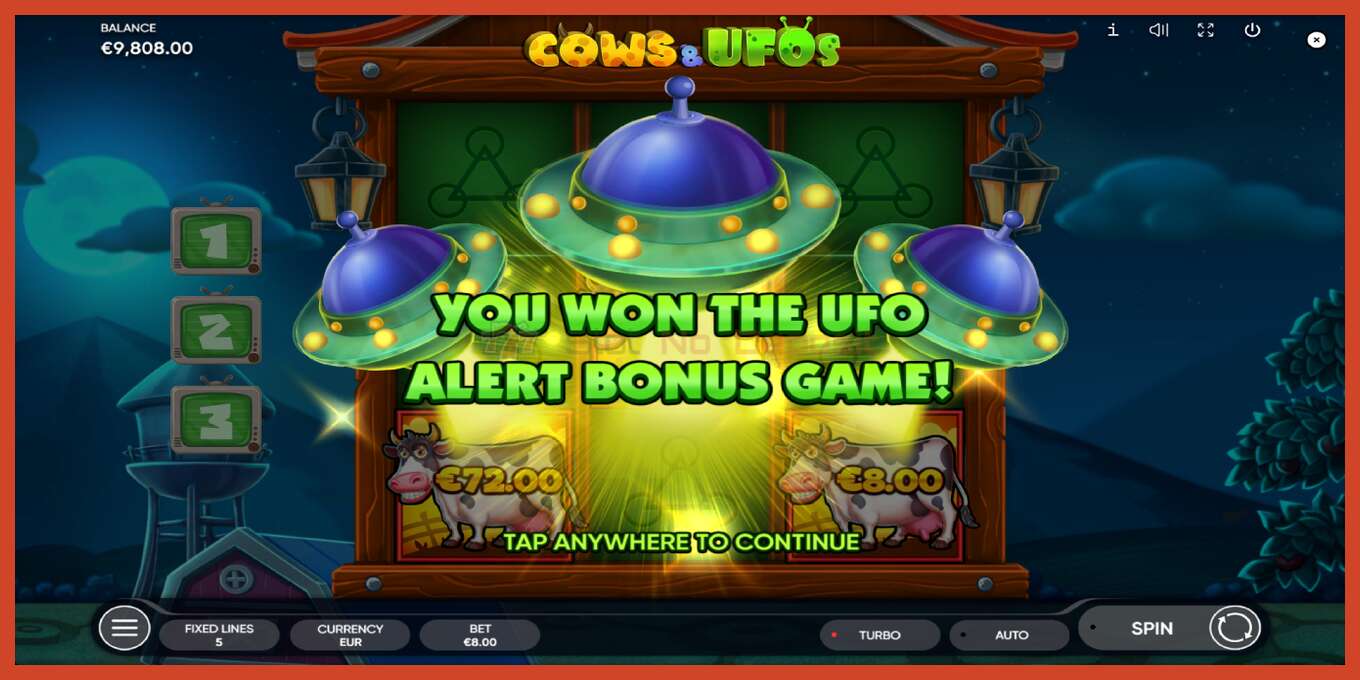 Slot screenshot: Cows & UFOs no deposit, number - 4