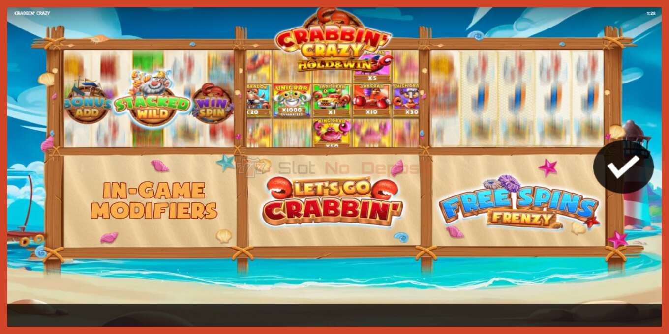 Slot screenshot: Crabbin Crazy no deposit, number - 1