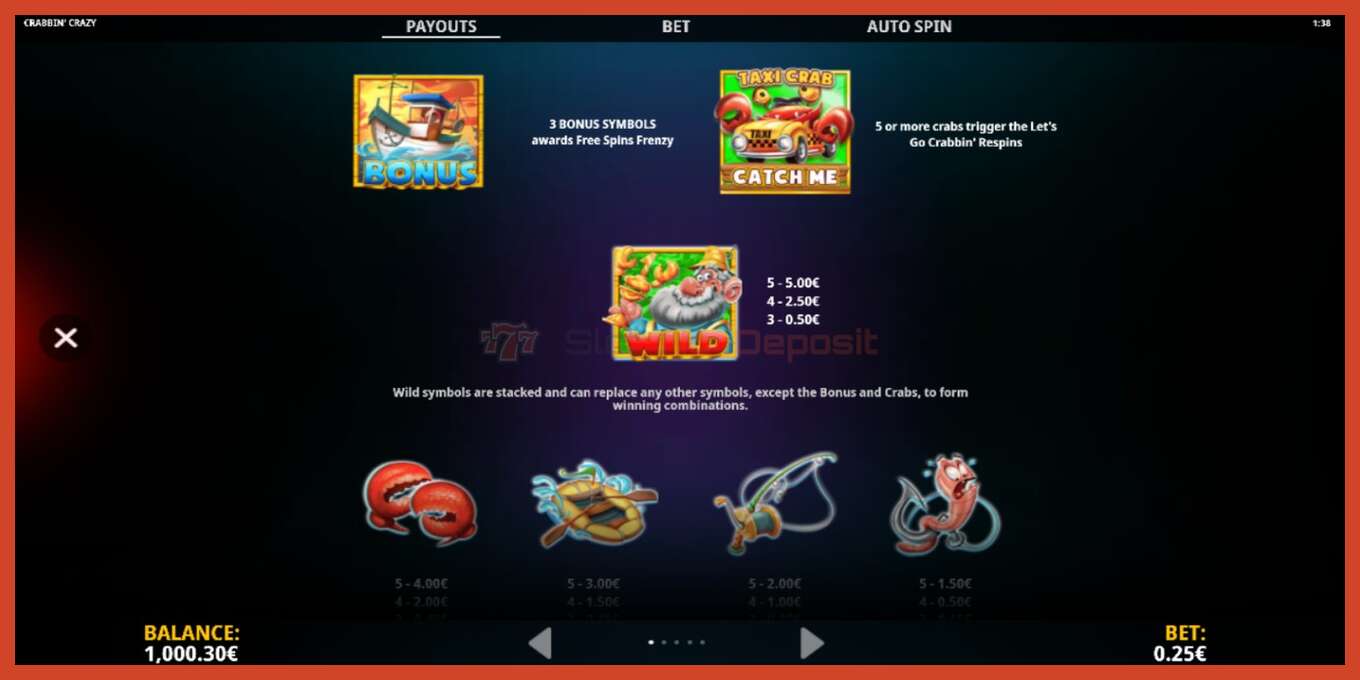 Slot screenshot: Crabbin Crazy no deposit, number - 4