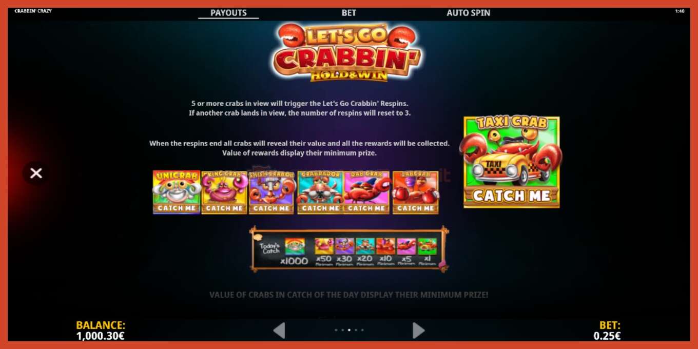 Slot screenshot: Crabbin Crazy no deposit, number - 6