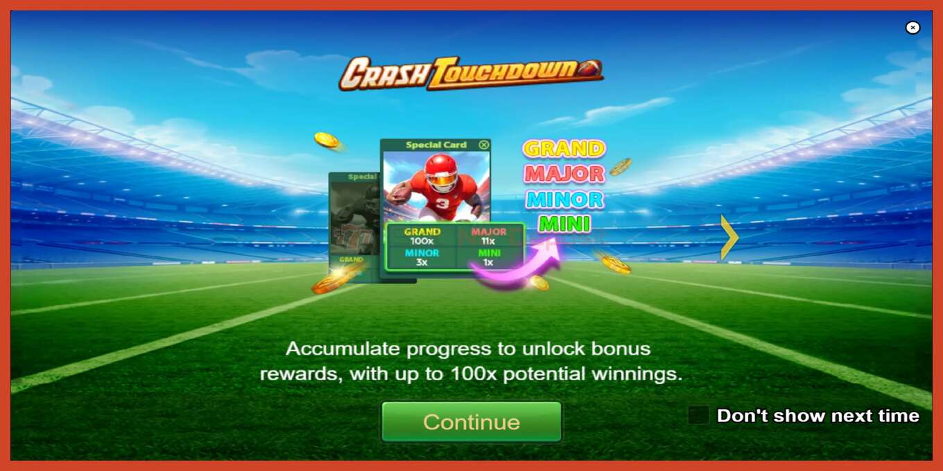 Slot screenshot: Crash Touchdown no deposit, number - 1