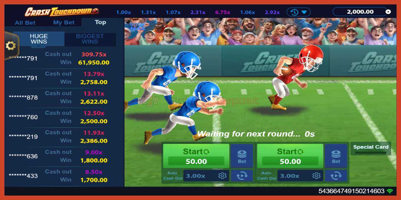 Slot screenshot: Crash Touchdown no deposit, number - 2