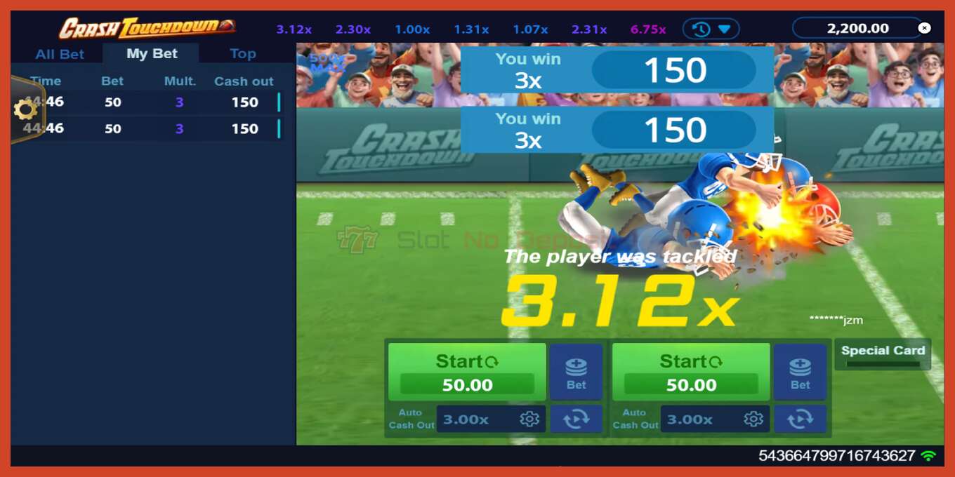 Slot screenshot: Crash Touchdown no deposit, number - 3