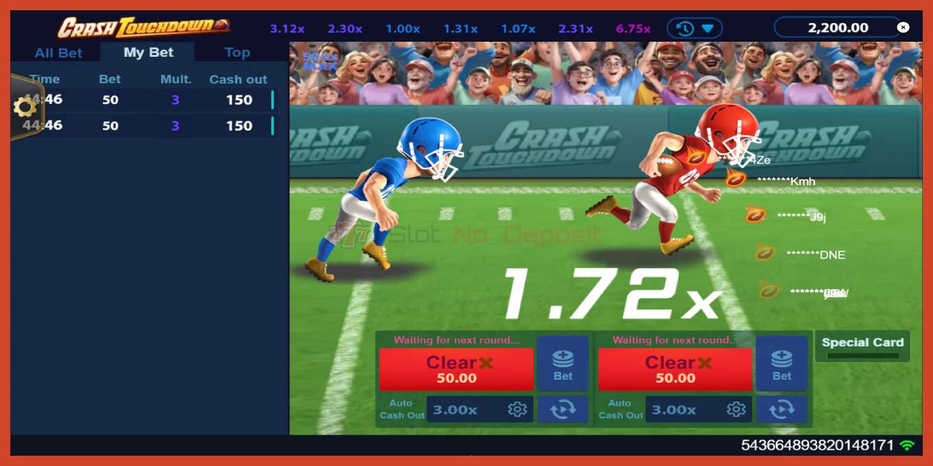 Slot screenshot: Crash Touchdown no deposit, number - 4