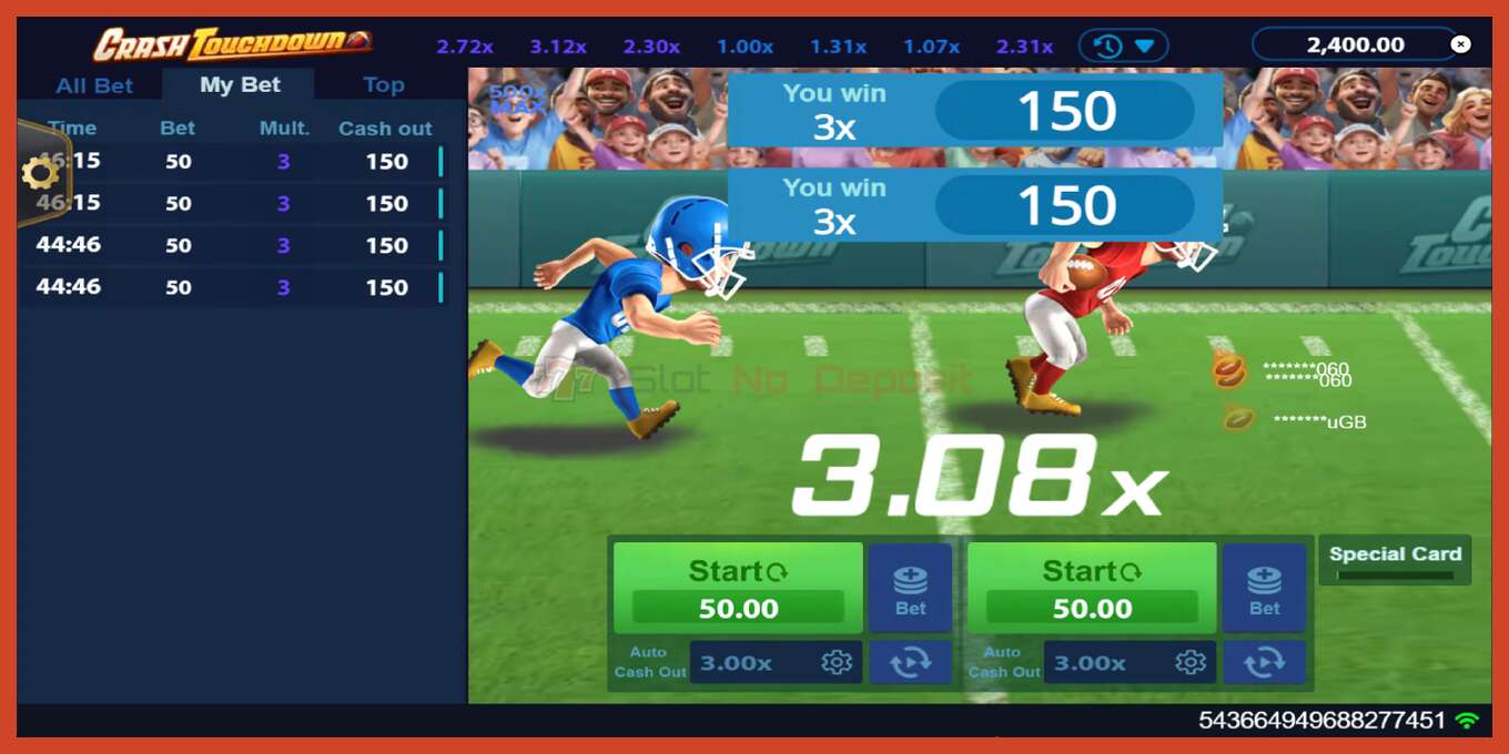 Slot screenshot: Crash Touchdown no deposit, number - 5