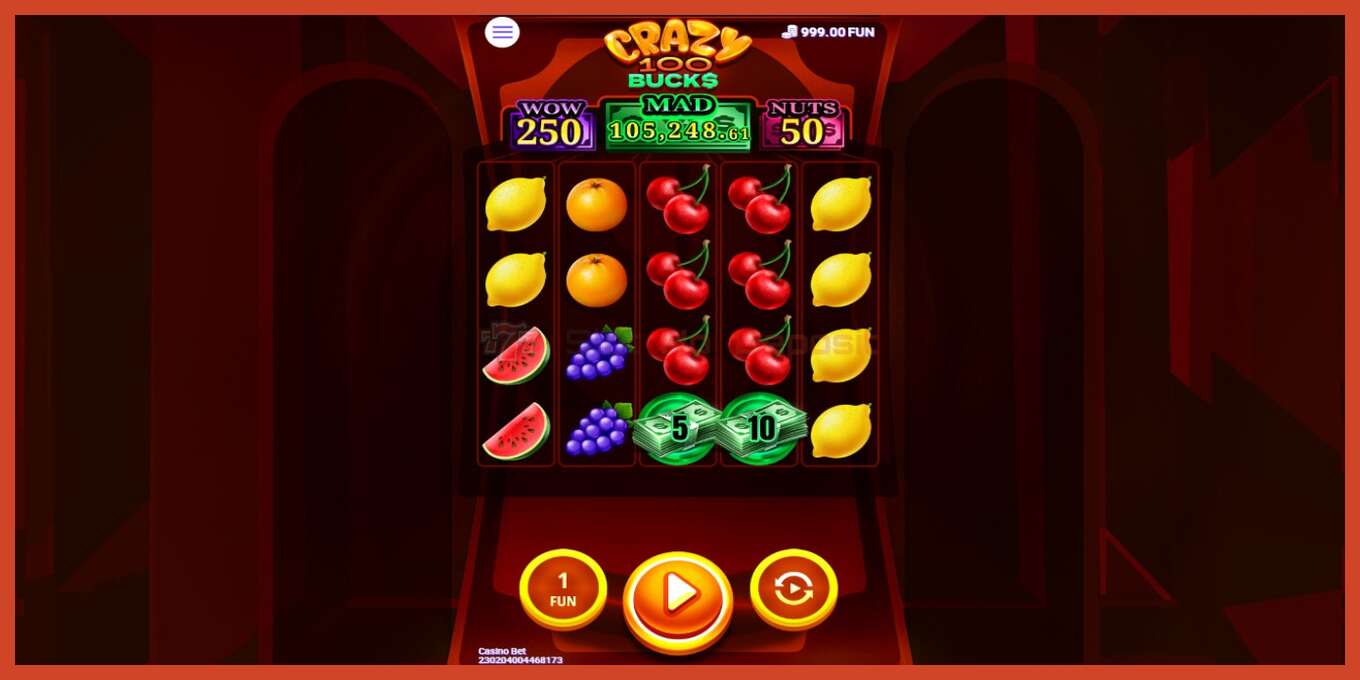 Slot screenshot: Crazy 100 Bucks no deposit, number - 1