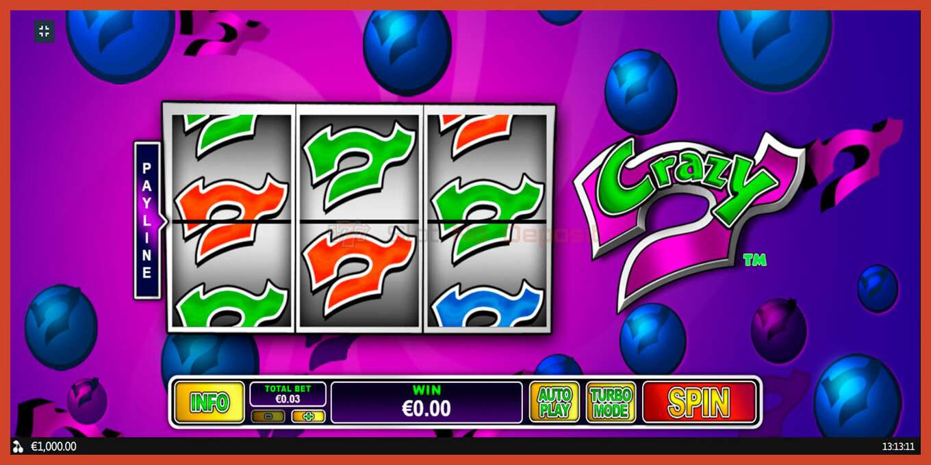 Slot screenshot: Crazy 7 no deposit, number - 1