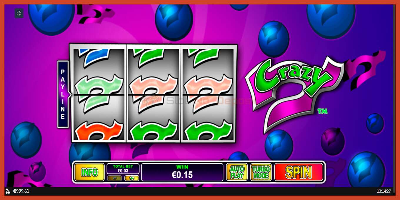 Slot screenshot: Crazy 7 no deposit, number - 3