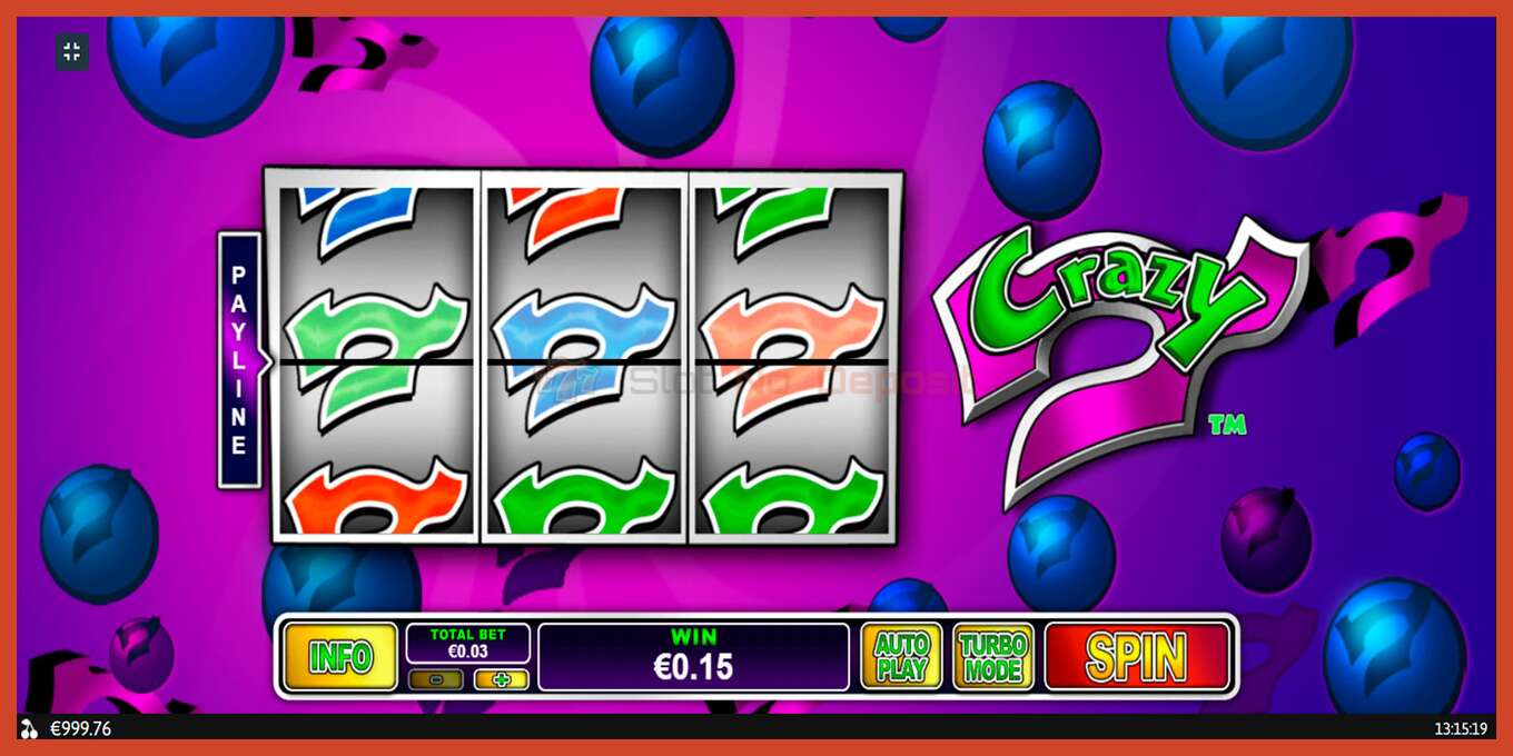 Slot screenshot: Crazy 7 no deposit, number - 5