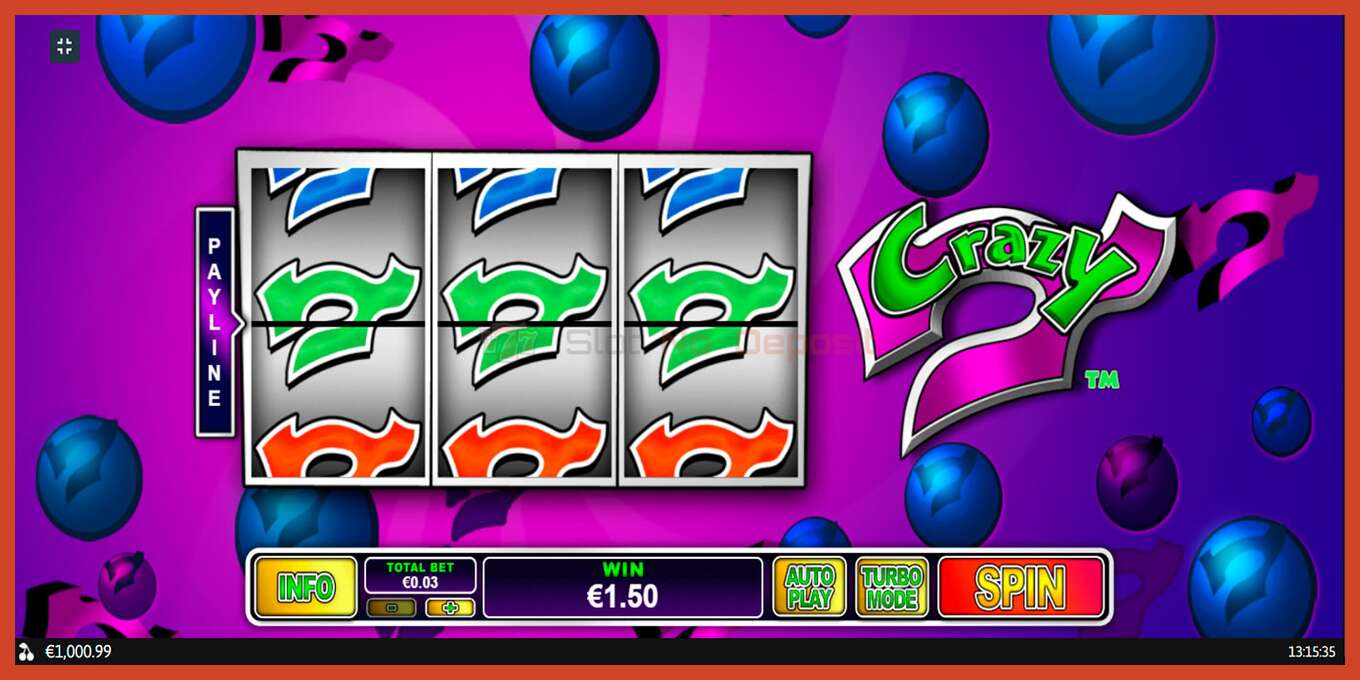 Slot screenshot: Crazy 7 no deposit, number - 6