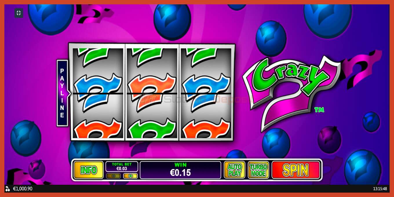 Slot screenshot: Crazy 7 no deposit, number - 7