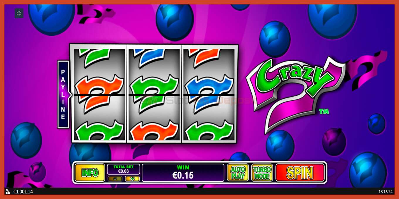 Slot screenshot: Crazy 7 no deposit, number - 10