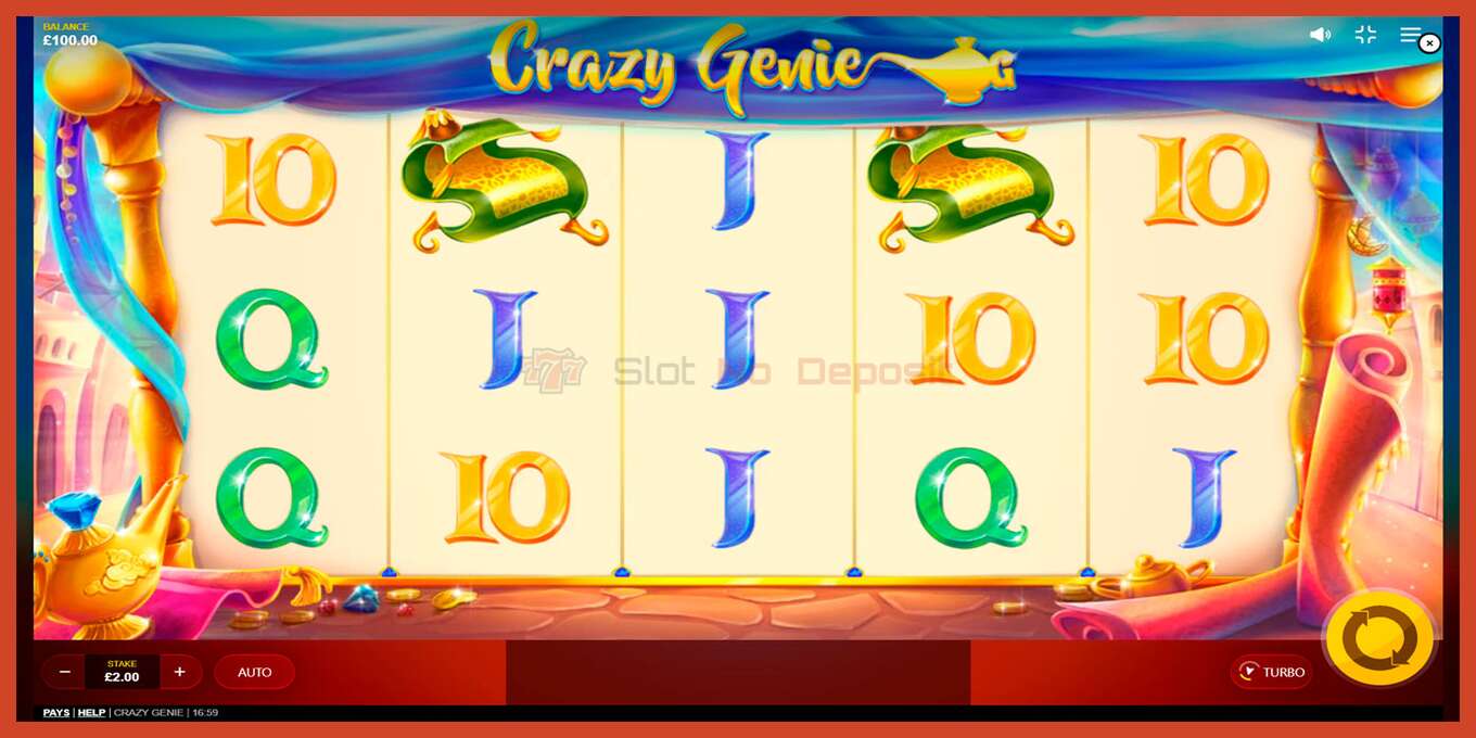 Slot screenshot: Crazy Genie no deposit, number - 1