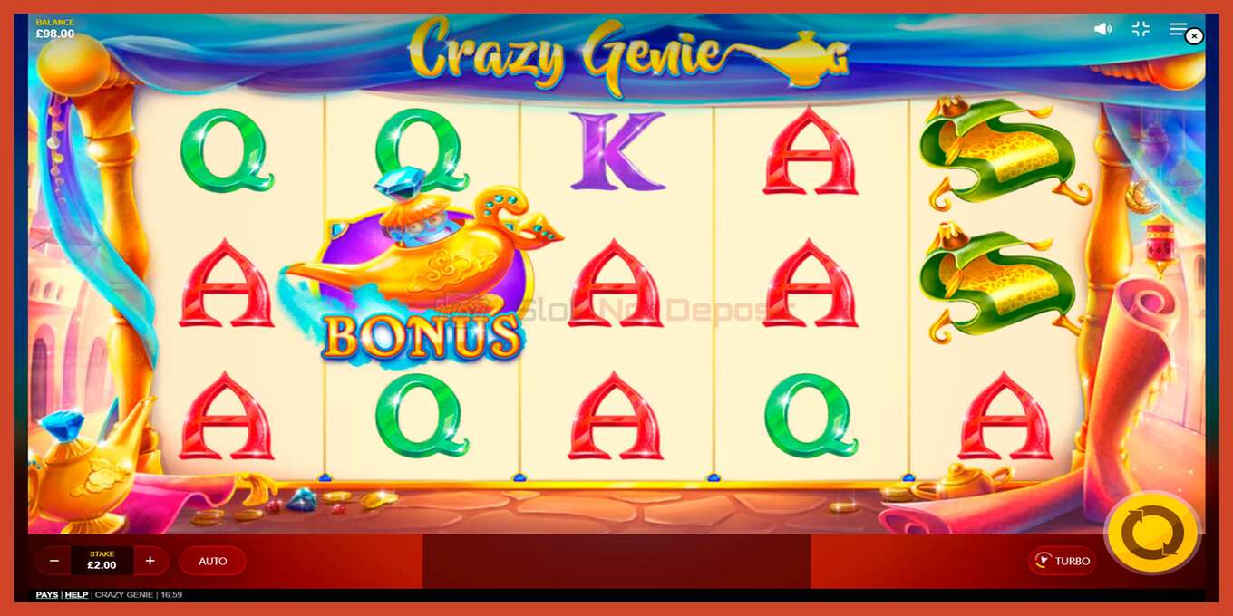 Tangkapan skrin slot: Crazy Genie tiada deposit, nombor - 2