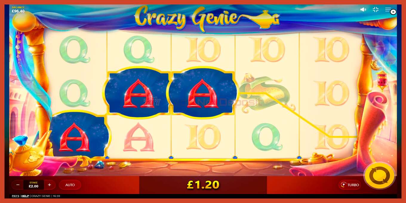 Tangkapan skrin slot: Crazy Genie tiada deposit, nombor - 4