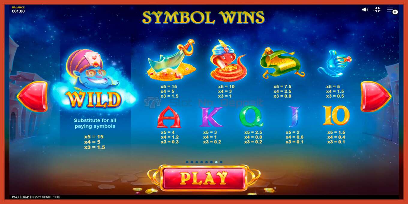 Slot screenshot: Crazy Genie no deposit, number - 6