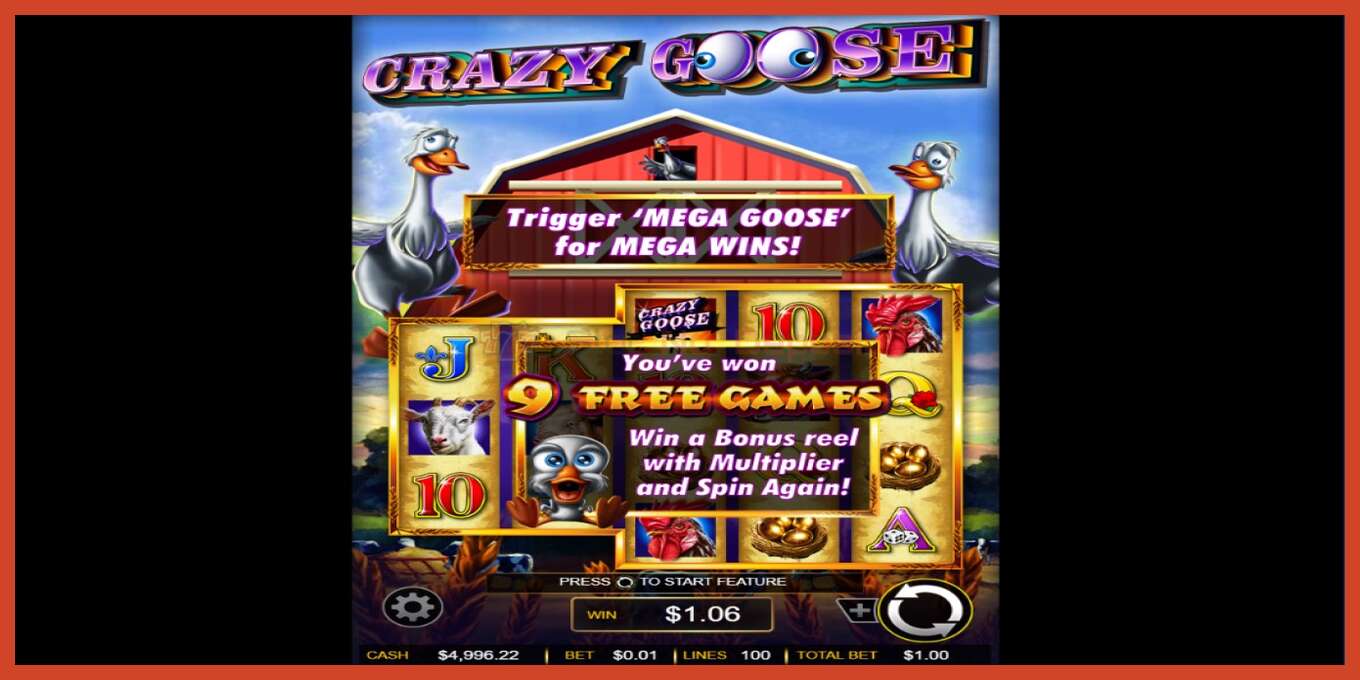 Slot screenshot: Crazy Goose no deposit, number - 3