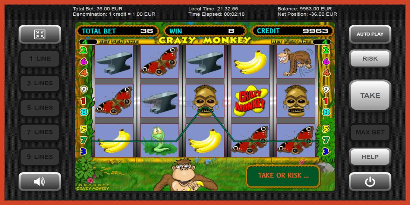 Slot screenshot: Crazy Monkey no deposit, number - 2