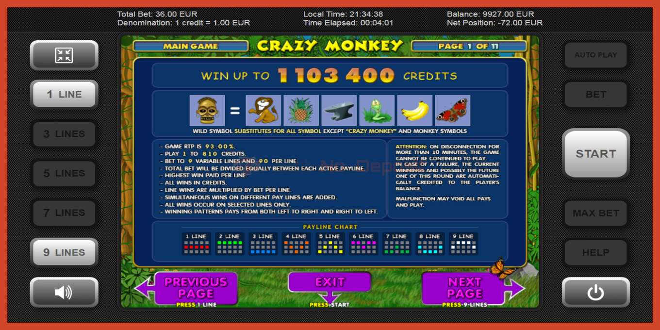 Slot screenshot: Crazy Monkey no deposit, number - 4