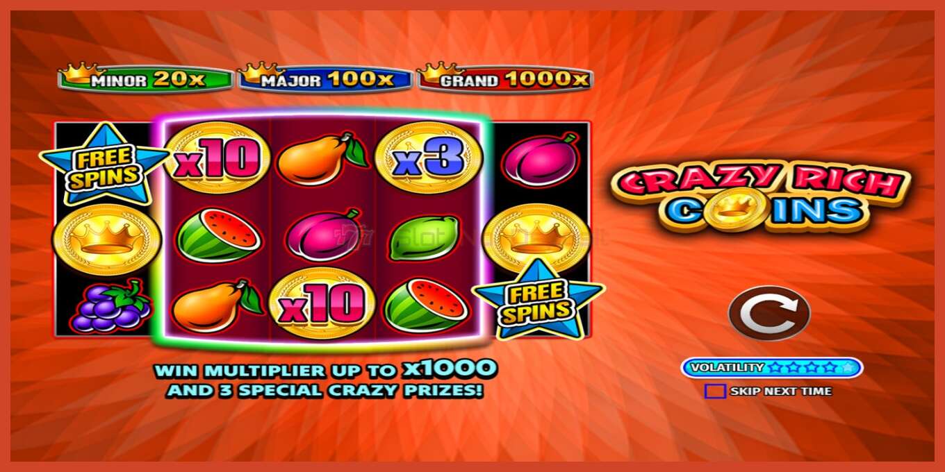 Slot screenshot: Crazy Rich Coins bez depozita, broj - 1