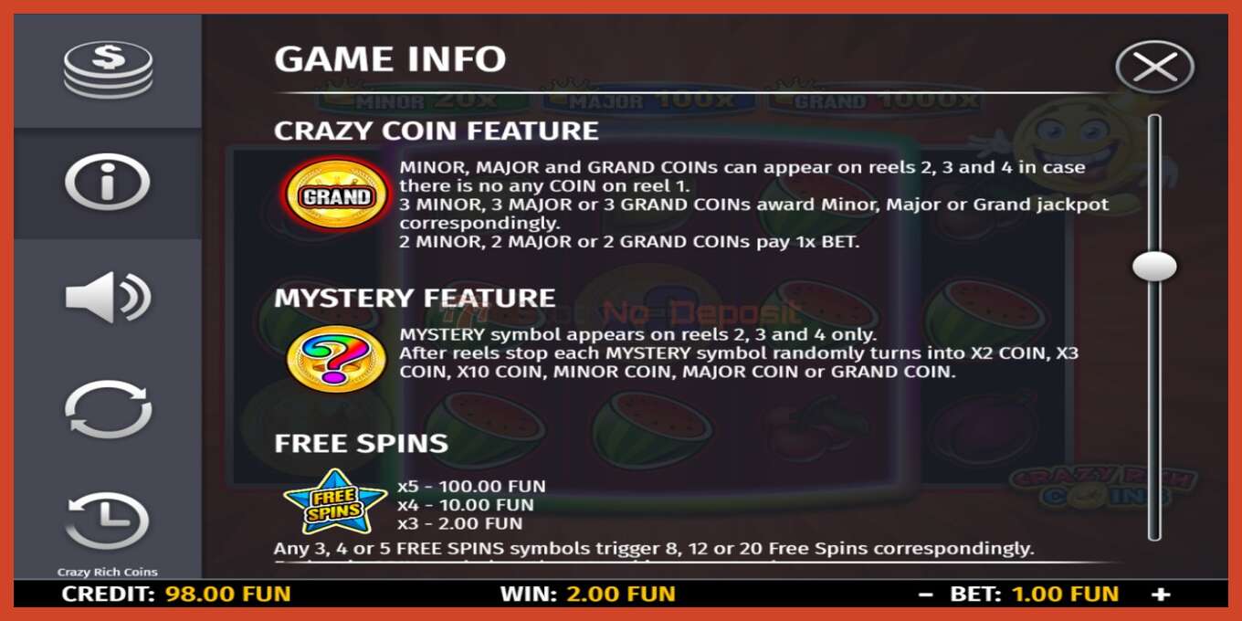 Slot screenshot: Crazy Rich Coins bez depozita, broj - 5