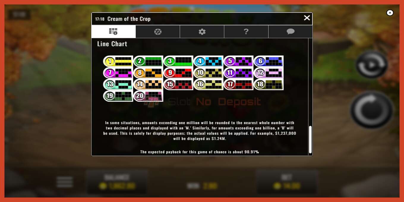 Slot screenshot: Cream of the Crop no deposit, number - 7