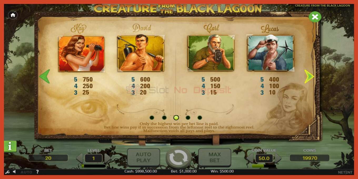 Slot screenshot: Creature From The Black Lagoon no deposit, number - 6