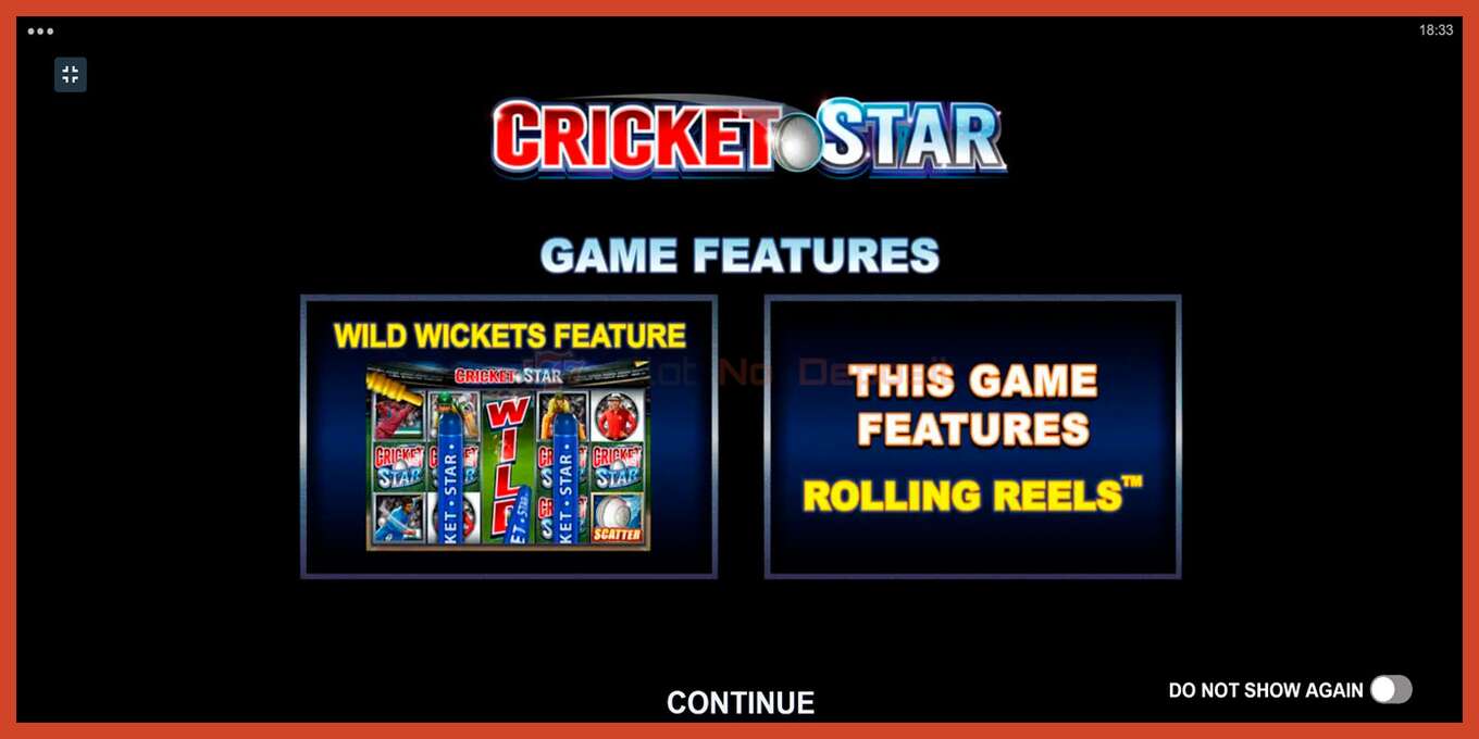 Slot screenshot: Cricket Star no deposit, number - 1