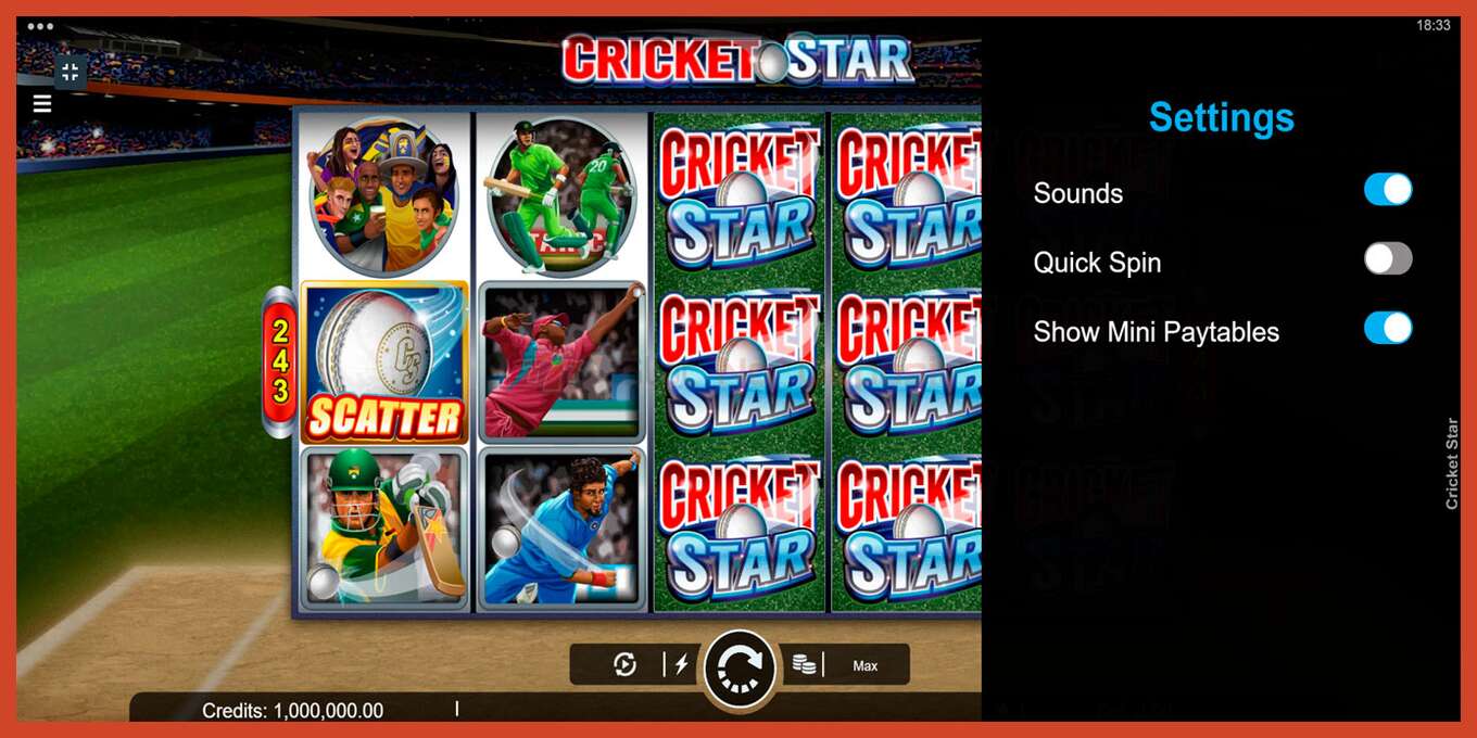 Slot screenshot: Cricket Star no deposit, number - 2