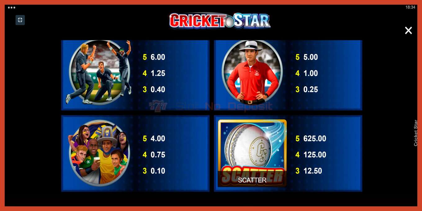 Slot screenshot: Cricket Star no deposit, number - 5