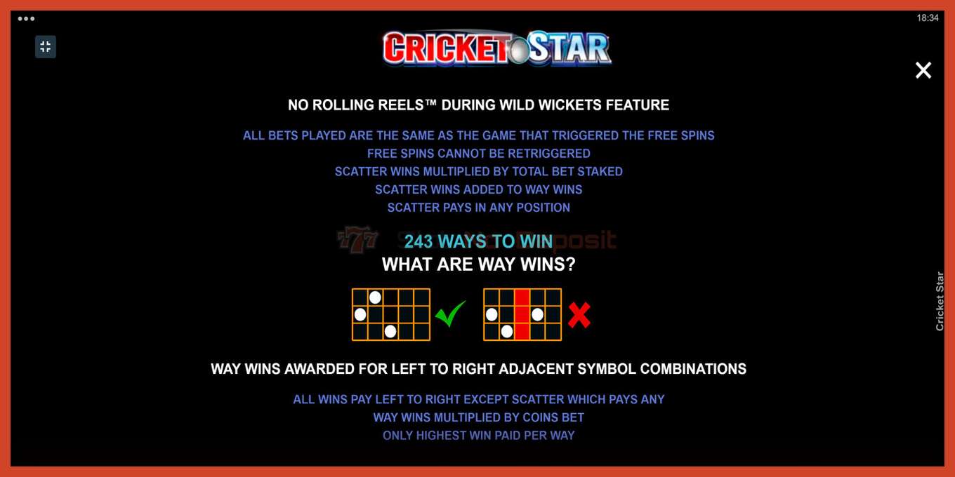 Slot screenshot: Cricket Star no deposit, number - 6