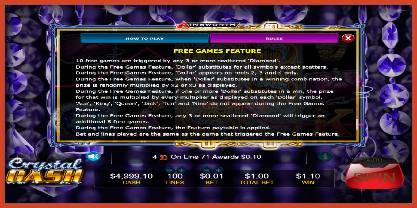 Slot screenshot: Crystal Cash no deposit, number - 4