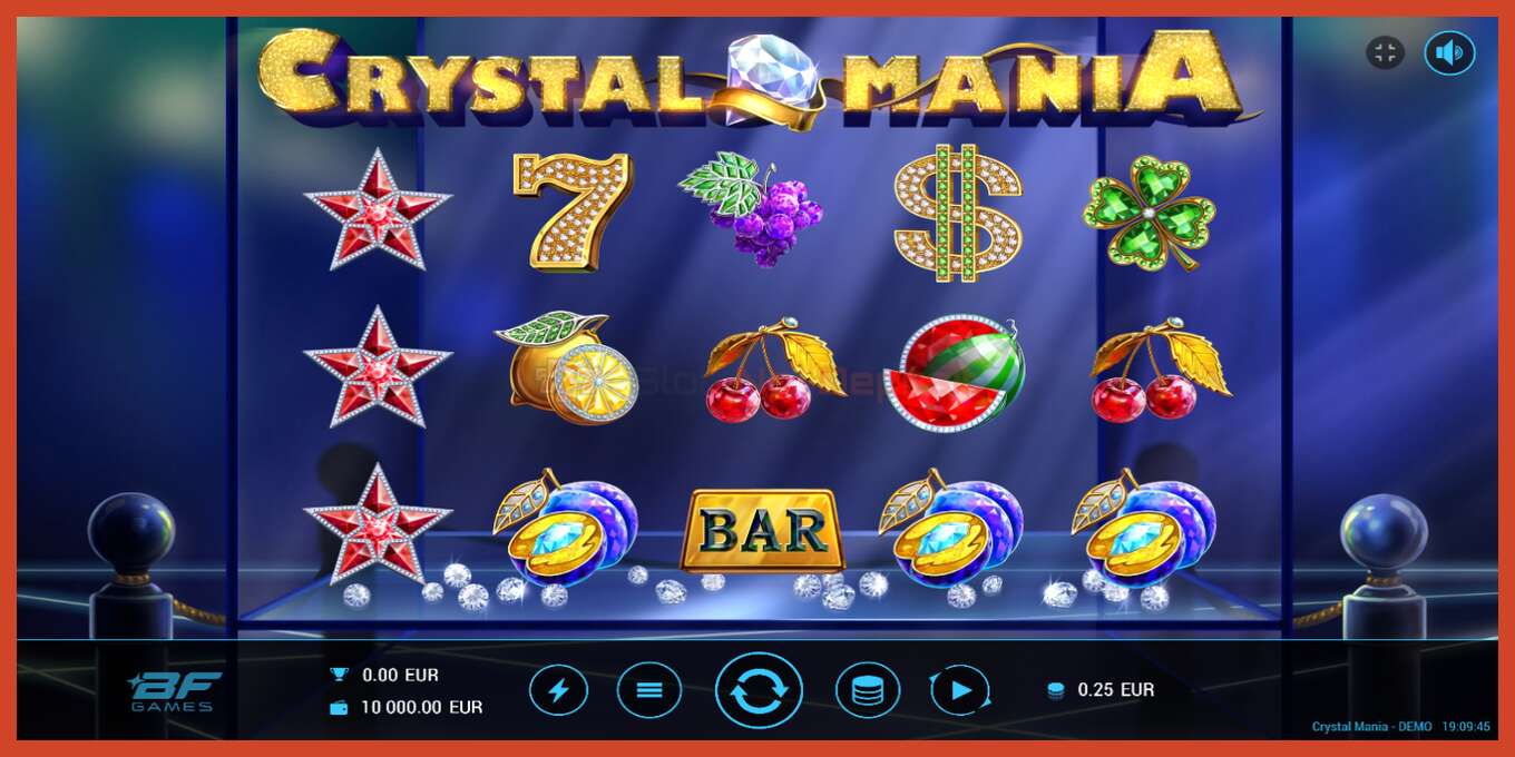 Slota ekrānuzņēmums: Crystal Mania nav depozīta, numuru - 1