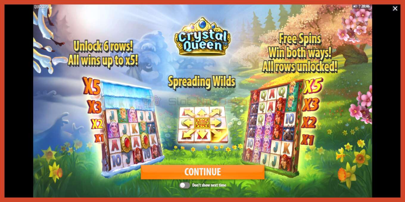 Slot screenshot: Crystal Queen no deposit, number - 1