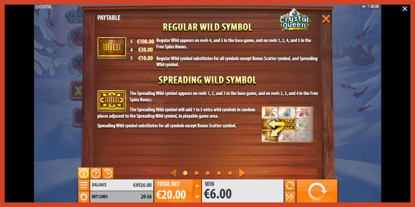 Slot screenshot: Crystal Queen no deposit, number - 4