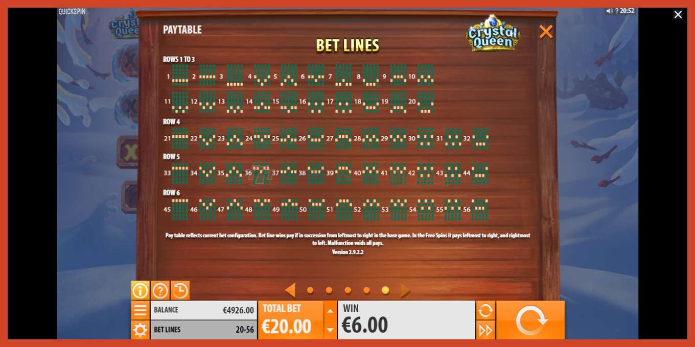 Slot screenshot: Crystal Queen no deposit, number - 5