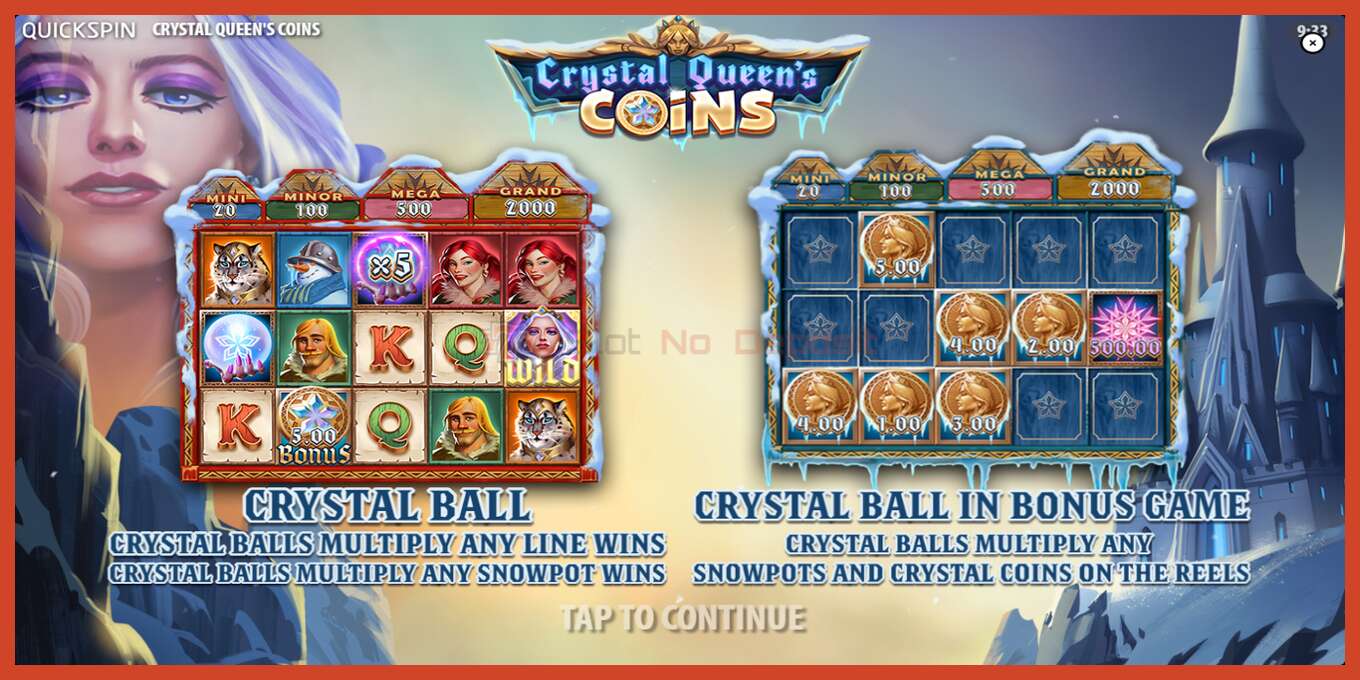 Slot screenshot: Crystal Queens Coins no deposit, number - 1