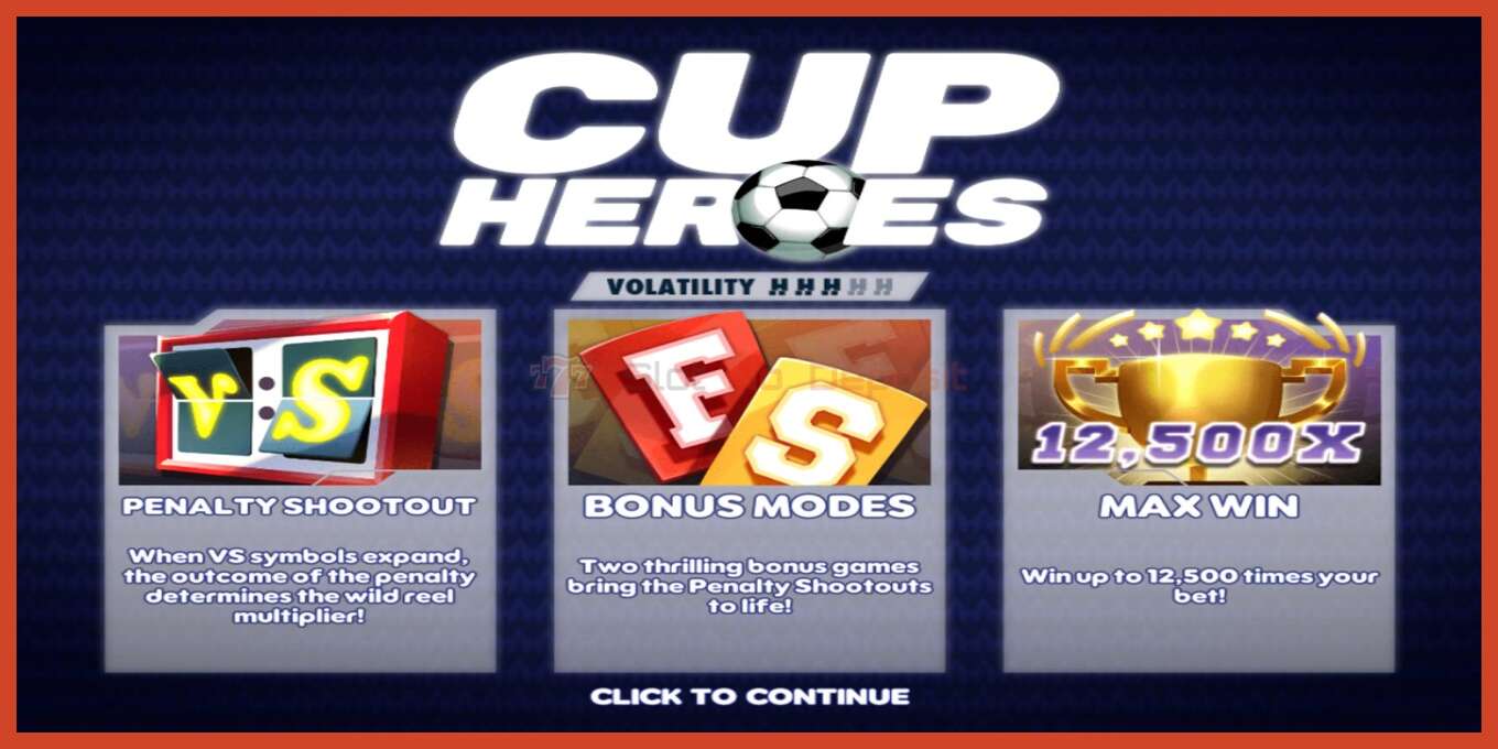 老虎机截图: Cup Heroes 没有押金, 数字 - 1