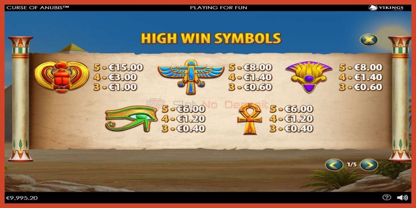 Slot screenshot: Curse of Anubis no deposit, number - 4