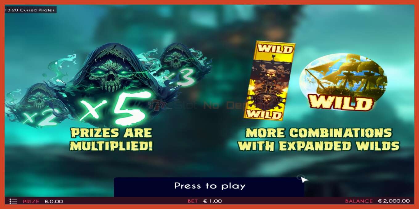 Slot screenshot: Cursed Pirates no deposit, number - 1